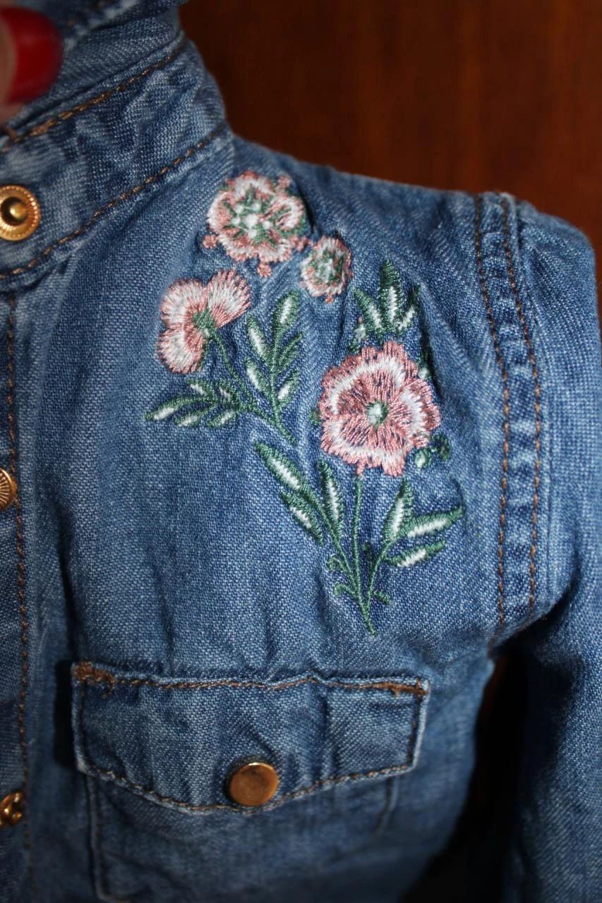 Jean denim shirt or dress for 1.5 years old - 92cm – photo 3